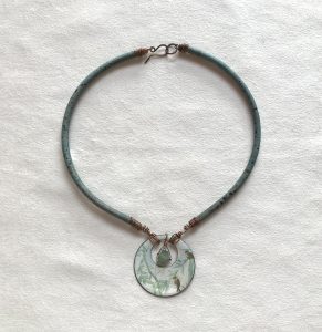 Pendentif ras-de-cou "Moineaux et bambou" d"après l'aquarelle de Jordane Desjardins