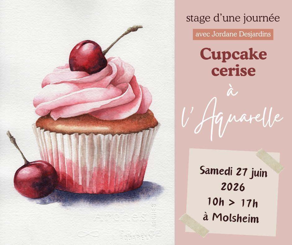 stage aquarelle cupcake cerise